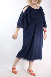 שמלת ערב חדשה מנצנצת בכחול- XL